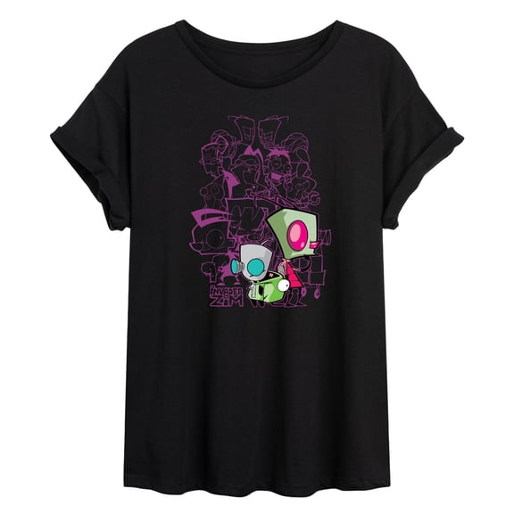 Invader Zim - Invader Zim Collage - Juniors Oversized Graphic T-Shirt