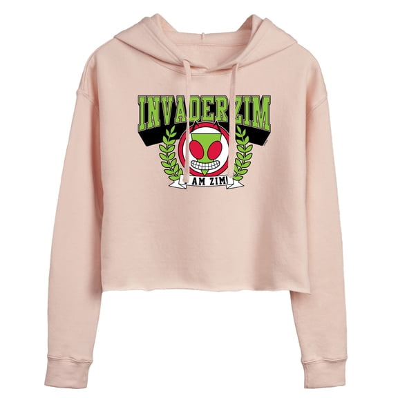 Invader Zim - Invader Zim Collegiate - Juniors Cropped Fleece Hoodie Sweatshirt