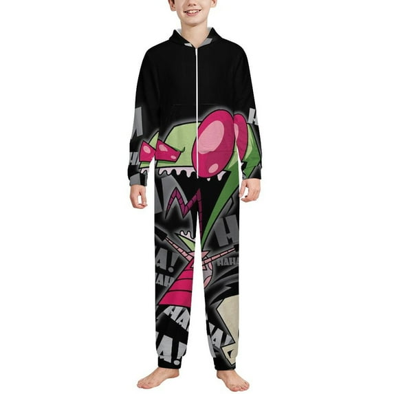 Invader Zim Kids Hooded Jumpsuit Union Suit Onesie One Piece Blanket for Boys Girls