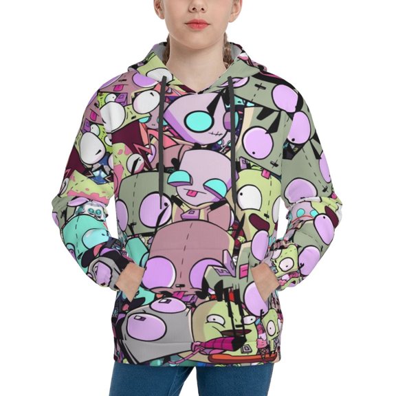Invader Zim Kids' Hoodie 3d Print Sweatshirt Soft Pullover Hooded With Big Pockets For Boys Or Girls Large
