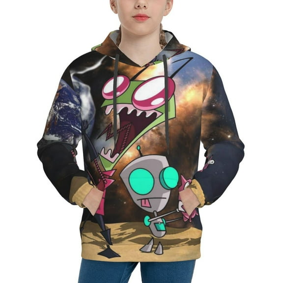 Invader Zim Kids' Hoodie 3d Print Sweatshirt Soft Pullover Hooded With Big Pockets For Boys Or Girls Small