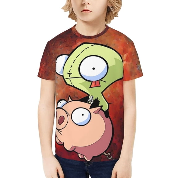 Invader Zim Kids T-Shirt 3d Printed Graphic T-Shirts Boys And Girls Short Sleeve Shirts For Youth Kids Medium