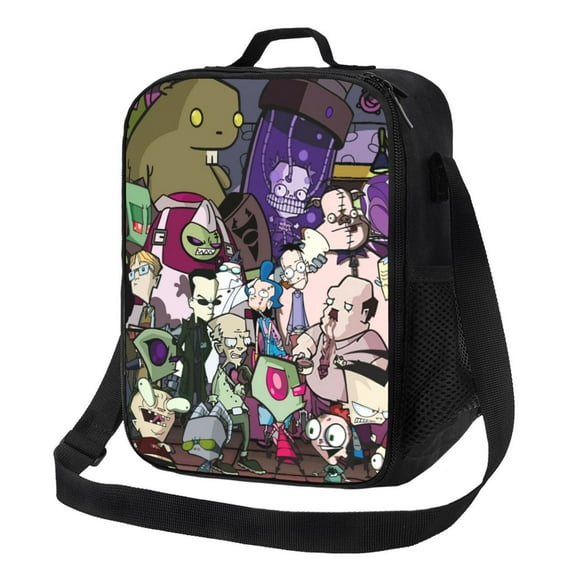 Invader Zim Lunch Bags Insulated Lunch Box Container Adjustable Cooler Tote Bag Shoulder Bag