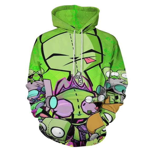 Invader Zim Mens Womens Novelty Hoodie 3D Print Pullover Hooded Long Sleeve Sweatshirts Tops Blouse with Pocket