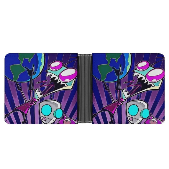 Invader Zim PU Leather Bifold Wallet Money Organizers Gift With Card Slots For Men And Women