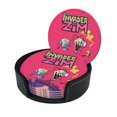 thumbnail image 1 of Invader Zim Round Coaster Set Of 6 Tabletop Protection Mats Leather Drink Cup Coasters Kitchen Coffee Decor, 1 of 8