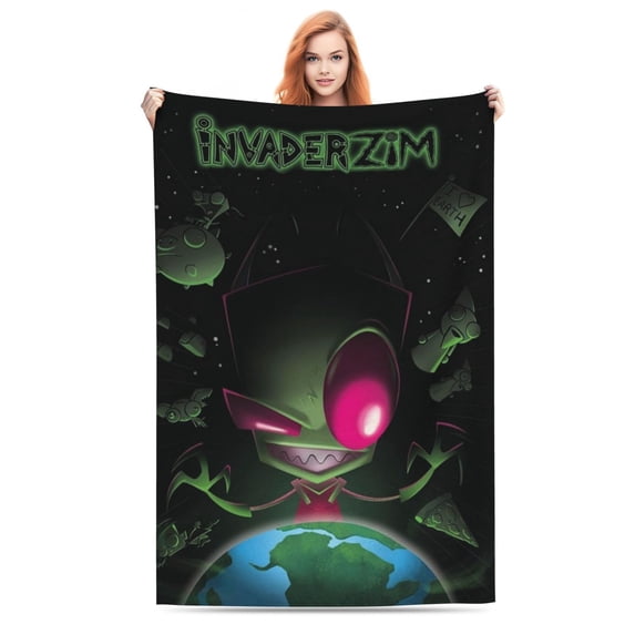 Invader Zim Soft Blanket Fuzzy Fleece Anti-pilling Flannel Throw Blanket Decor Sofa Bed Blanket 40x60in