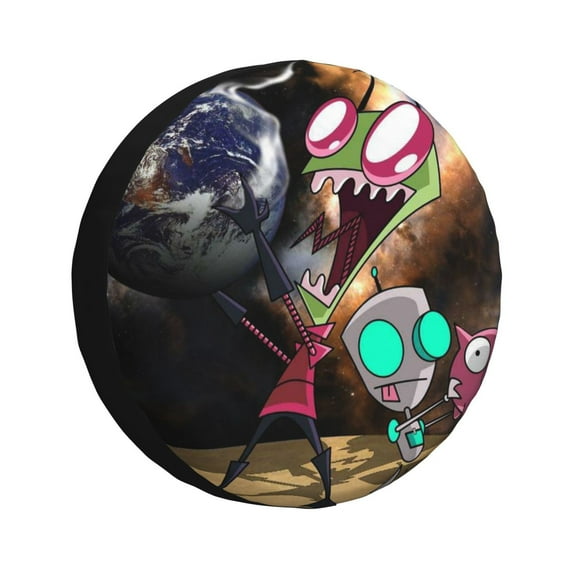 Invader Zim Spare Tire Cover Waterproof Dust-Proof Universal Wheel Tire Cover Protector Accessories 14" 15" 16" 17"