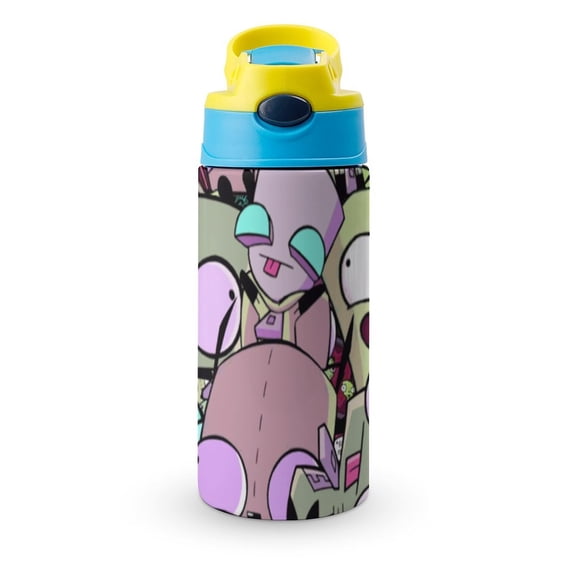 Invader Zim Stainless Steel Insulated Water Cup for Boys Girls Leakproof Water Bottle with Flip-Flop Lid