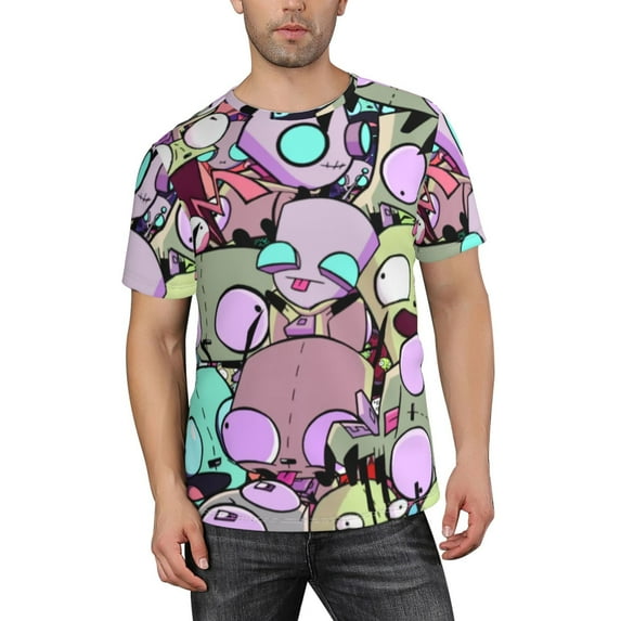 Invader Zim T-Shirt for Men Novelty 3D Pritneted Casual Short Sleeve Tees Shirt Summer Street T Shirt Top