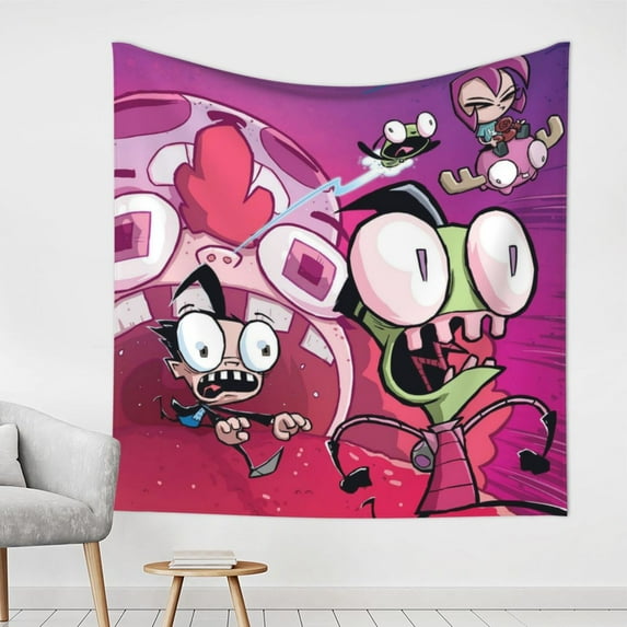 Invader Zim Tapestry Luxury Wall Hanging Tapestries Decor For Bedroom Living Room Dormitory Mural Blanket 59x59in