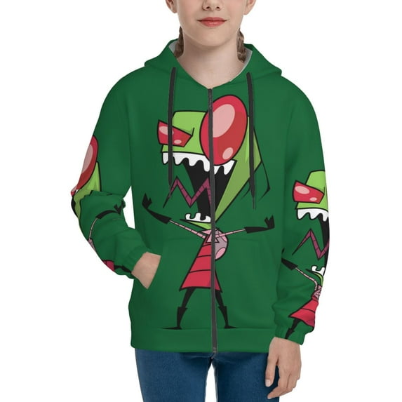 Invader Zim Teen Sweatshirts Hoodies Youth Hooded Hoody Fashion Zipper Coat For Boys And Girls