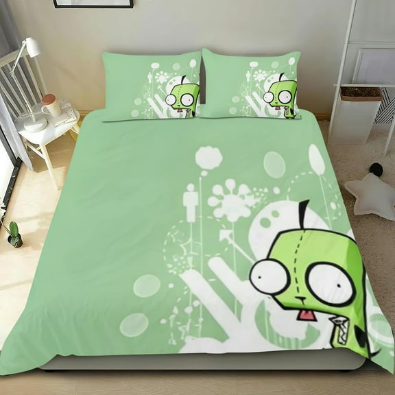 Invader Zim Themed Bed Sheet Set Three Piece Set 53x79 Inches Comfortable And Skin Friendly Unique Design Creating A Star Studded Night