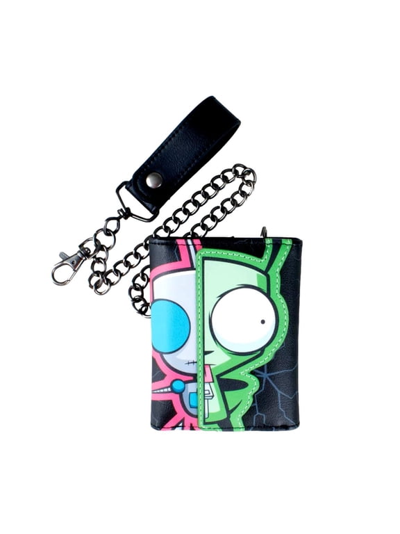 Invader Zim and Gir Characters Trifold Themed Chain Wallet