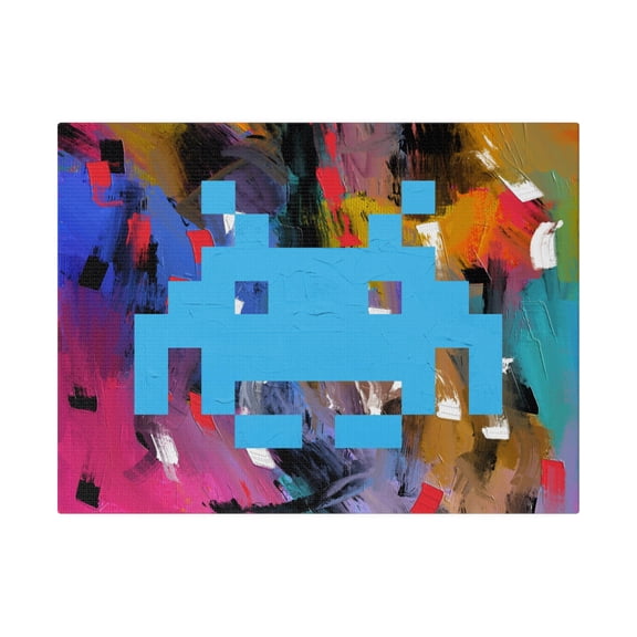 Invaders Five Video Game Graffiti Canvas Wall Art - Warhol Style Pop Art