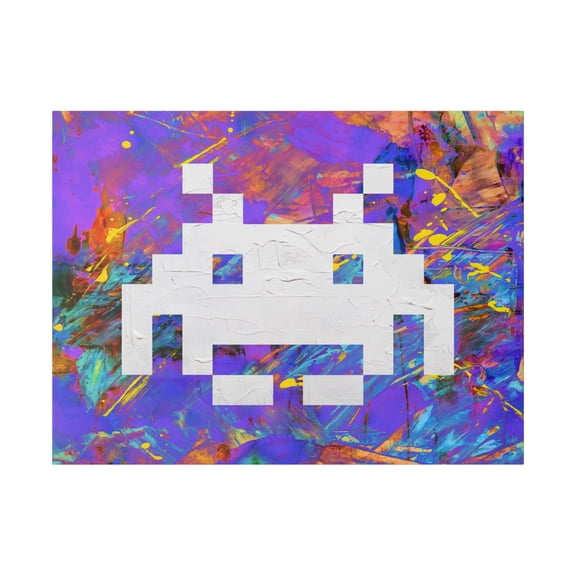 Invaders One Video Game Graffiti Canvas Wall Art - Warhol Style Pop Art