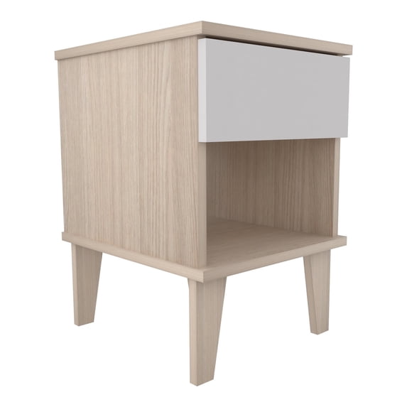 Inval 1 Drawer Nightstand, Sand Oak/White