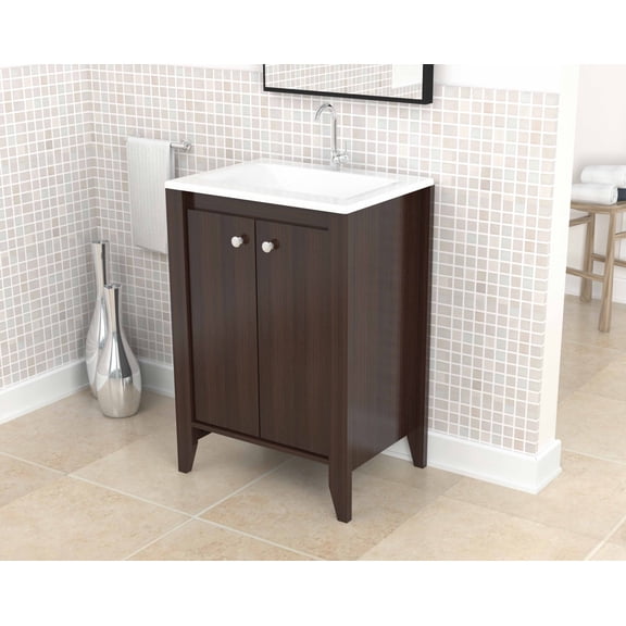 Inval 19" Modern Bathroom Vanity and Sink with Storage, Espresso