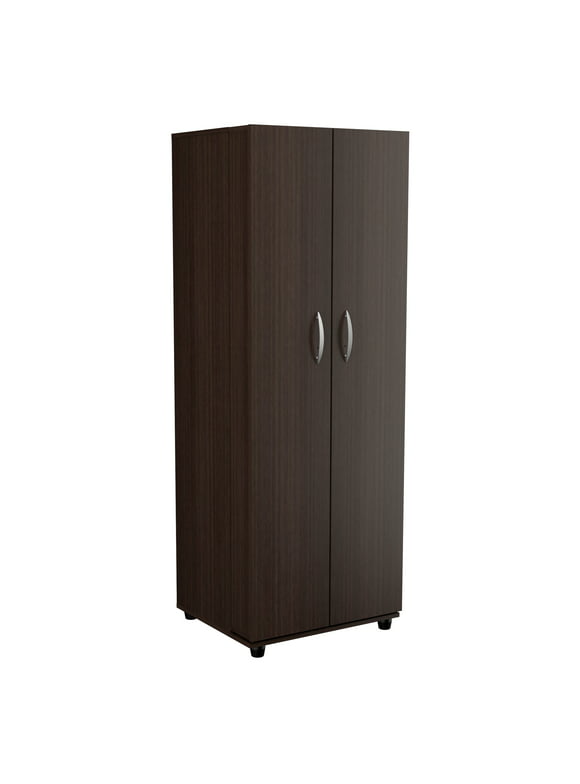 Inval 2-Door 4-Shelf Laminate Kitchen Pantry Cabinet 24"W, Espresso