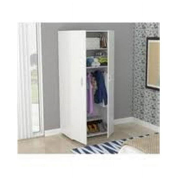 Inval 2-Door Wardrobe Armoire with 2 Shelves, Laricina-White Finish