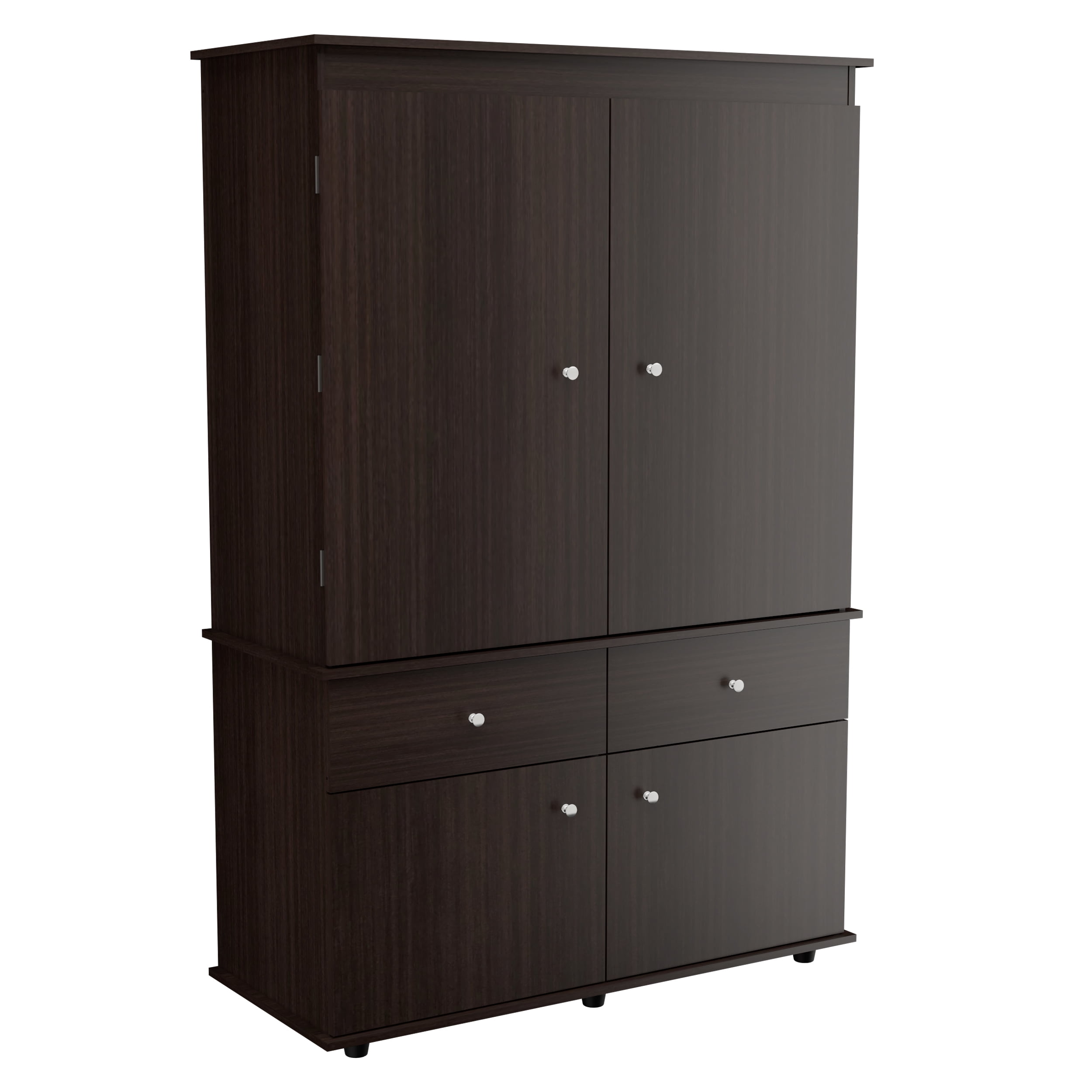 Inval 2-Drawer 4-Shelf Hanging Rod Armoire Box 2, Espresso