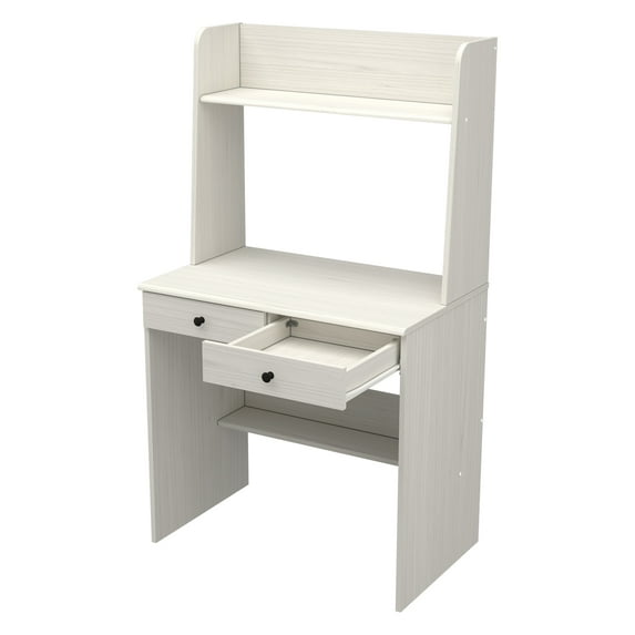 Inval 2-Drawer Computer Desk with Hutch, Washed Oak
