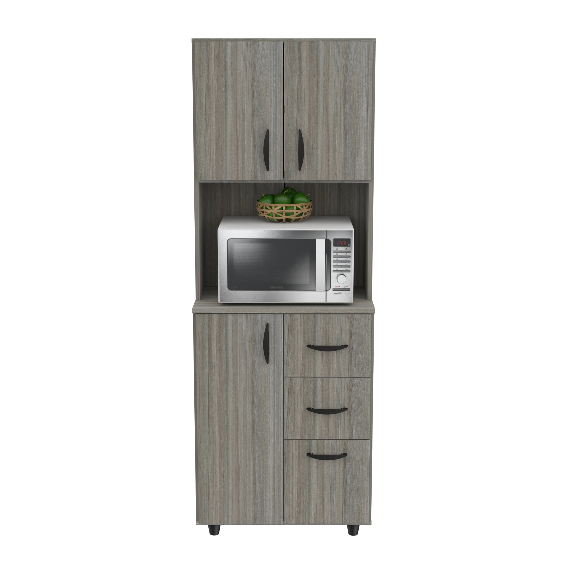 Modern Medium Brown PVC Pantry Cabinet with Laminate Finish