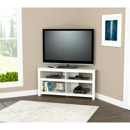 Inval 4-Shelf Corner TV Stand for TVs up to 60”, Washed Oak