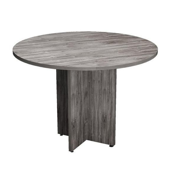 Inval 42" Round Conference Table in Gray Smoke Oak