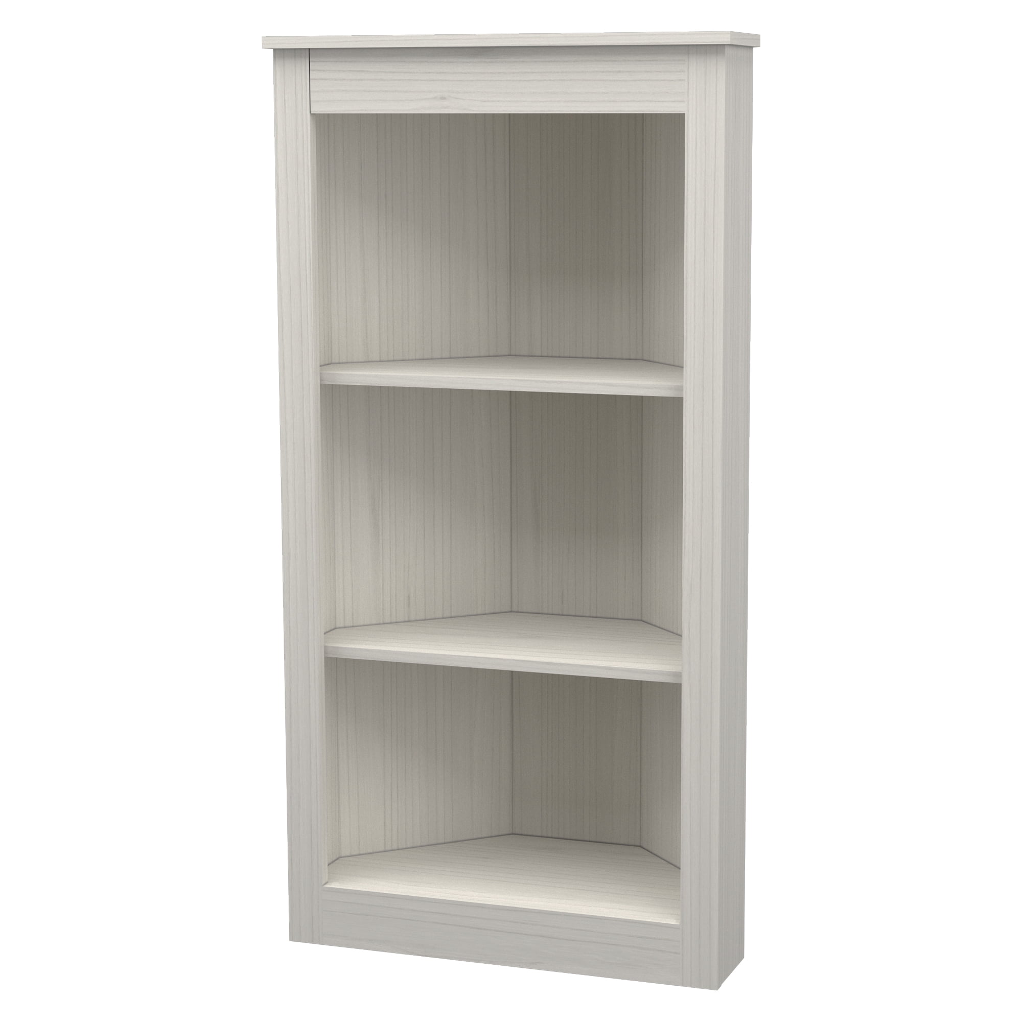 Elegant Washed Oak Corner Bookcase with 3 Open Shelves