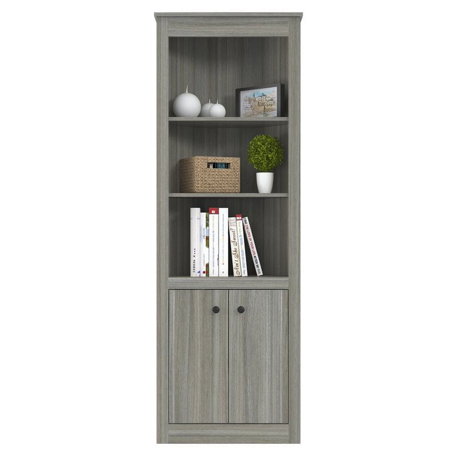 Inval 5 Shelf Laminate Corner Bookcase Smoke Oak Walmart