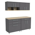 thumbnail image 1 of Inval 63" W 4-Piece 7-Shelf Heavy-Duty Garage Cabinet Set Wood Composite, Dark Gray, 1 of 8