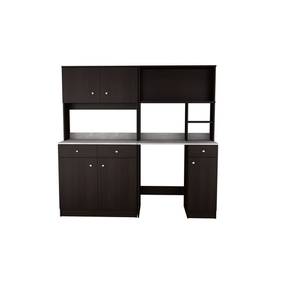 Inval Ambrossia 2-Piece 3-Drawer Breakroom Storage System, Espresso/Stone