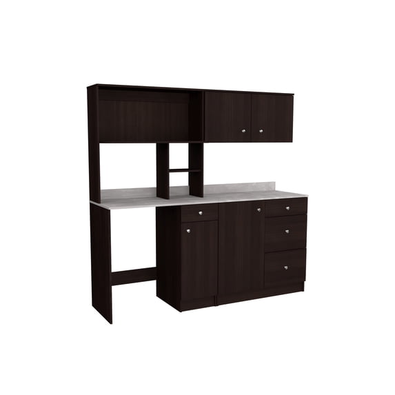 Inval Ambrossia 3-Piece 4-Drawer Breakroom Storage System, Espresso/Stone