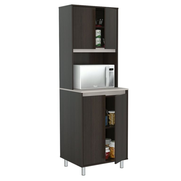 Inval AMBROSSIA Breakroom 4-Door Cabinet, Espresso and Amber Grey Inval AMBROSSIA Breakroom 4-Door Cabinet, Espresso and Amber Grey
