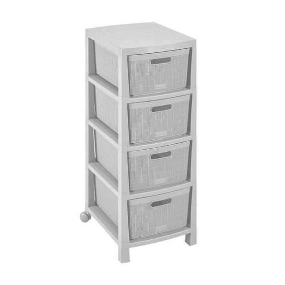 RIMAX Four Drawer Rolling Cart, Gray