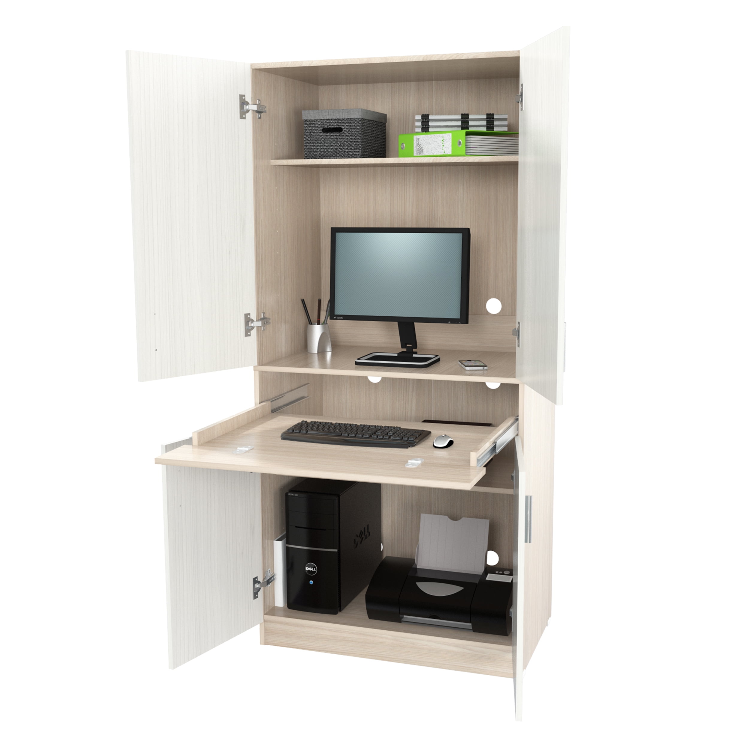 Inval America 4 Shelf Modern Wood Computer Desk in Washed Oak Walmart