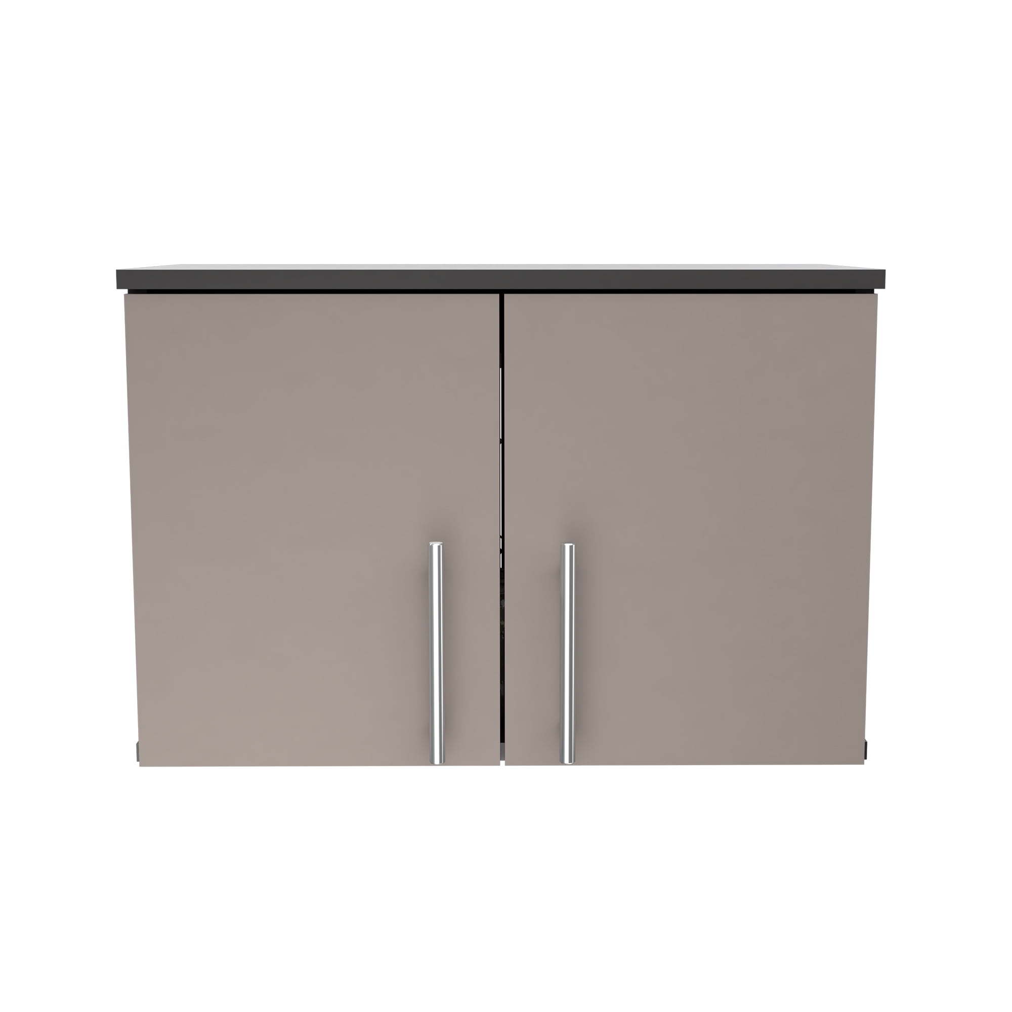 Taupe and Dark Gray Wall Mounted Storage Cabinet with Metal Handles