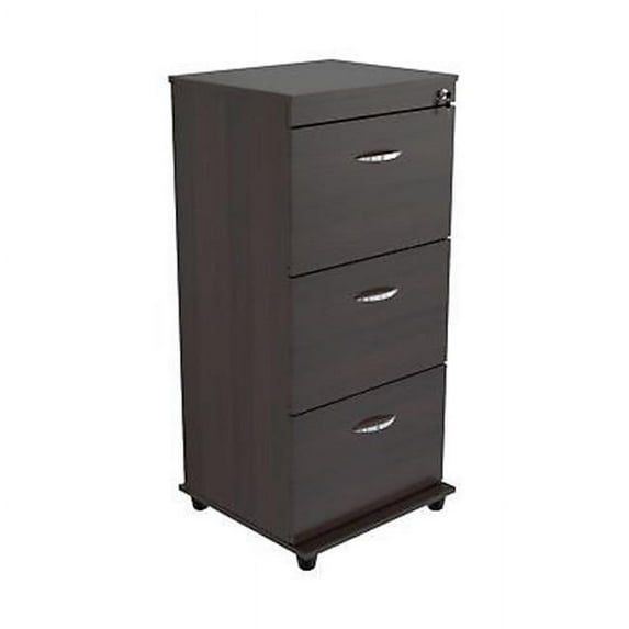 Inval 3 Drawer Vertical Laminate Lockable Filing Cabinet, Espresso
