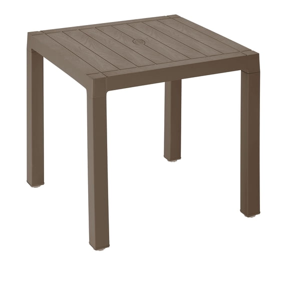 Inval Baru 29" Plastic Outdoor Dining Table, Mocha