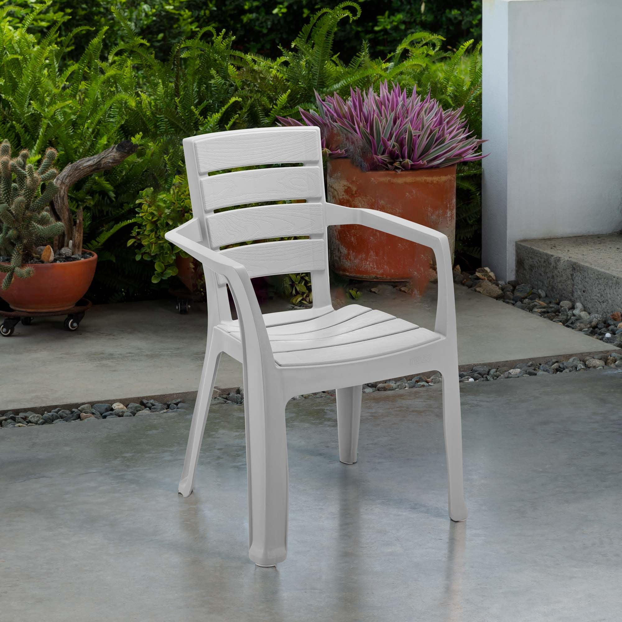 Inval Baru Resin Outdoor Dining Armchair - Set of 4, Gray