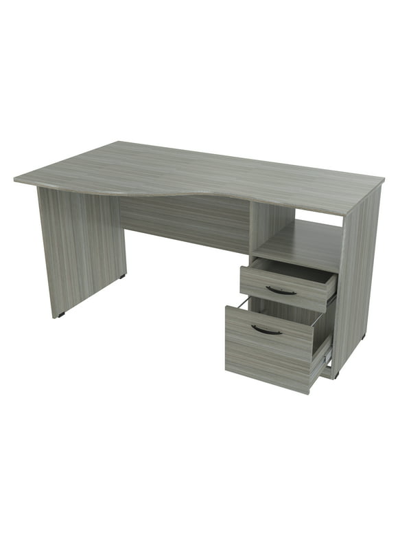 Inval Curved-Top 2-Drawer Desk, Multiple Colors