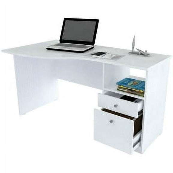 Inval Curved-Top 2-Drawer Desk, Multiple Colors