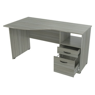 Inval Curved Top Desk, Smoke Oak
