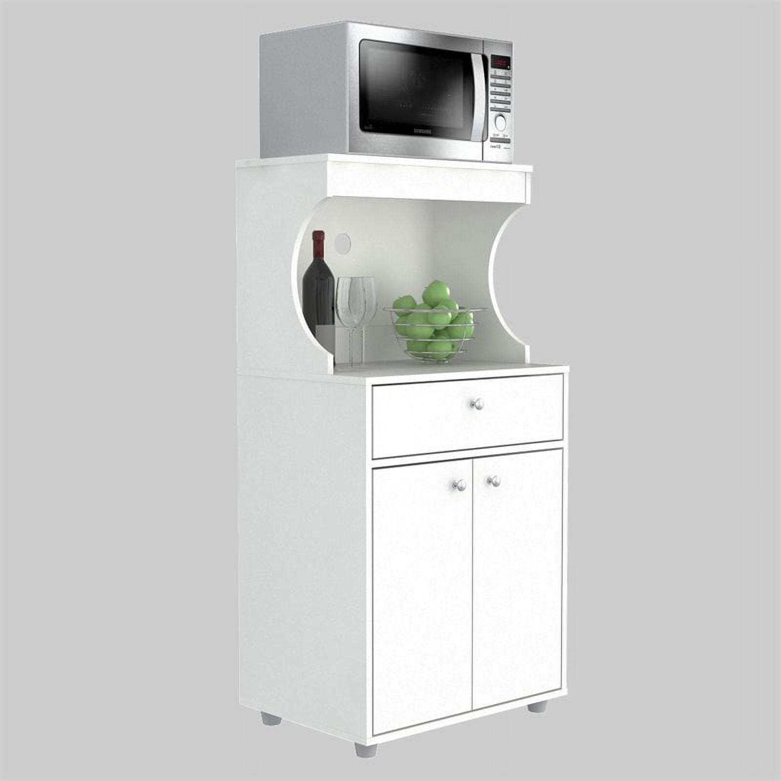 Inval Galley 3-Shelf Kitchen Storage Microwave Cabinet 24"W, White ...