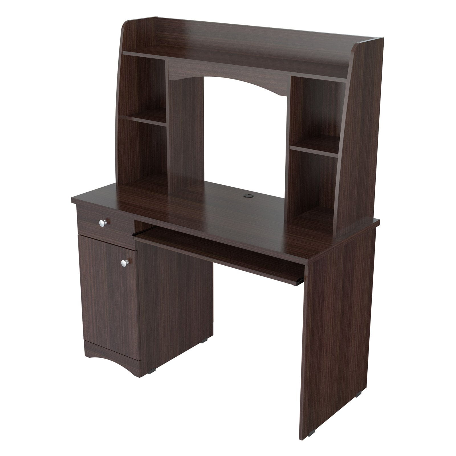 Inval Jansse Laminate Office Desk with Hutch, Espressowengue