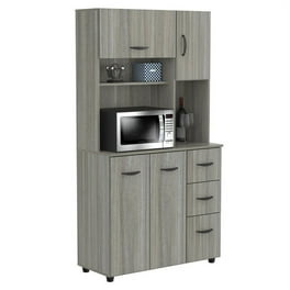 Inval Mini Refrigerator and Microwave Storage Cabinet - Amaretto