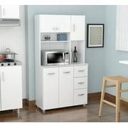 Inval Laminate Kitchen Microwave Storage Cabinet 35"W, White