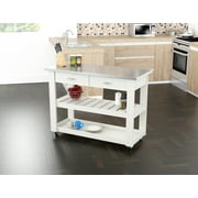 Inval Laminate Mobile Kitchen Cart, Stainless Steel Top in Washed Oak