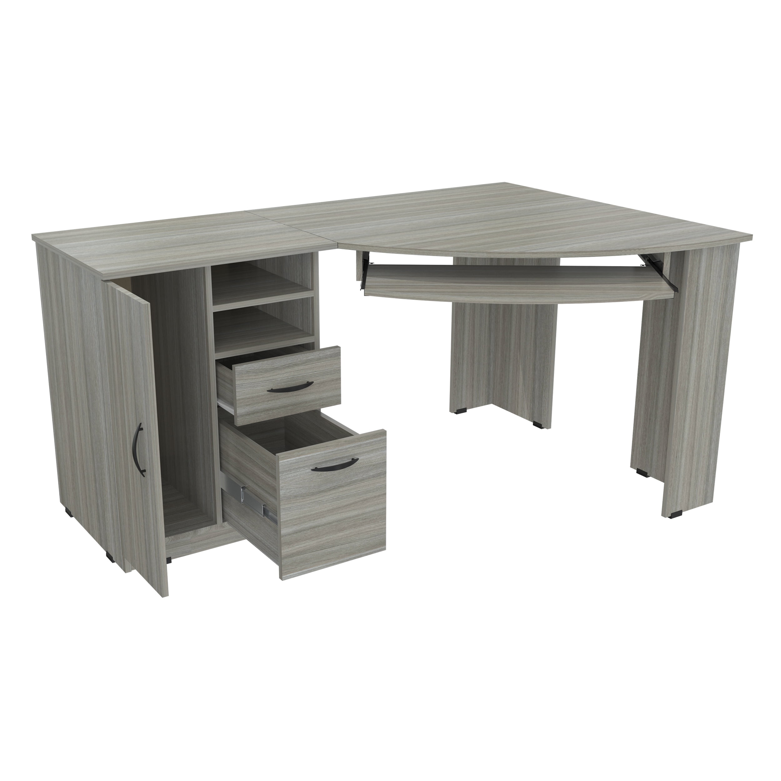 Inval 47W Computer Desk With X Frame, Smoke Oak